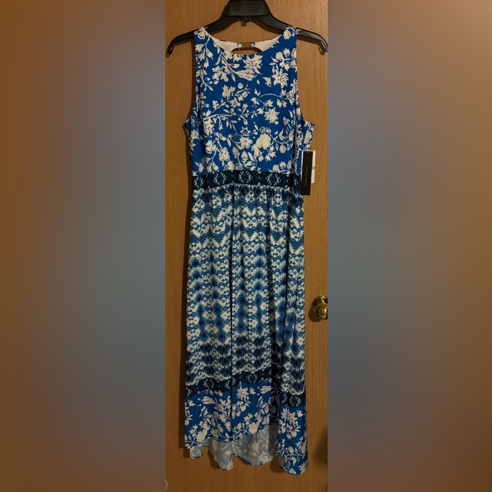 Cynthia Steffe 💙🤍 blue/white tropical pattern dress. Size 12  NWT